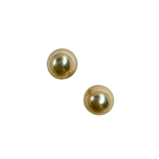 Pearl Stud Earrings Light Gold Round Orb
