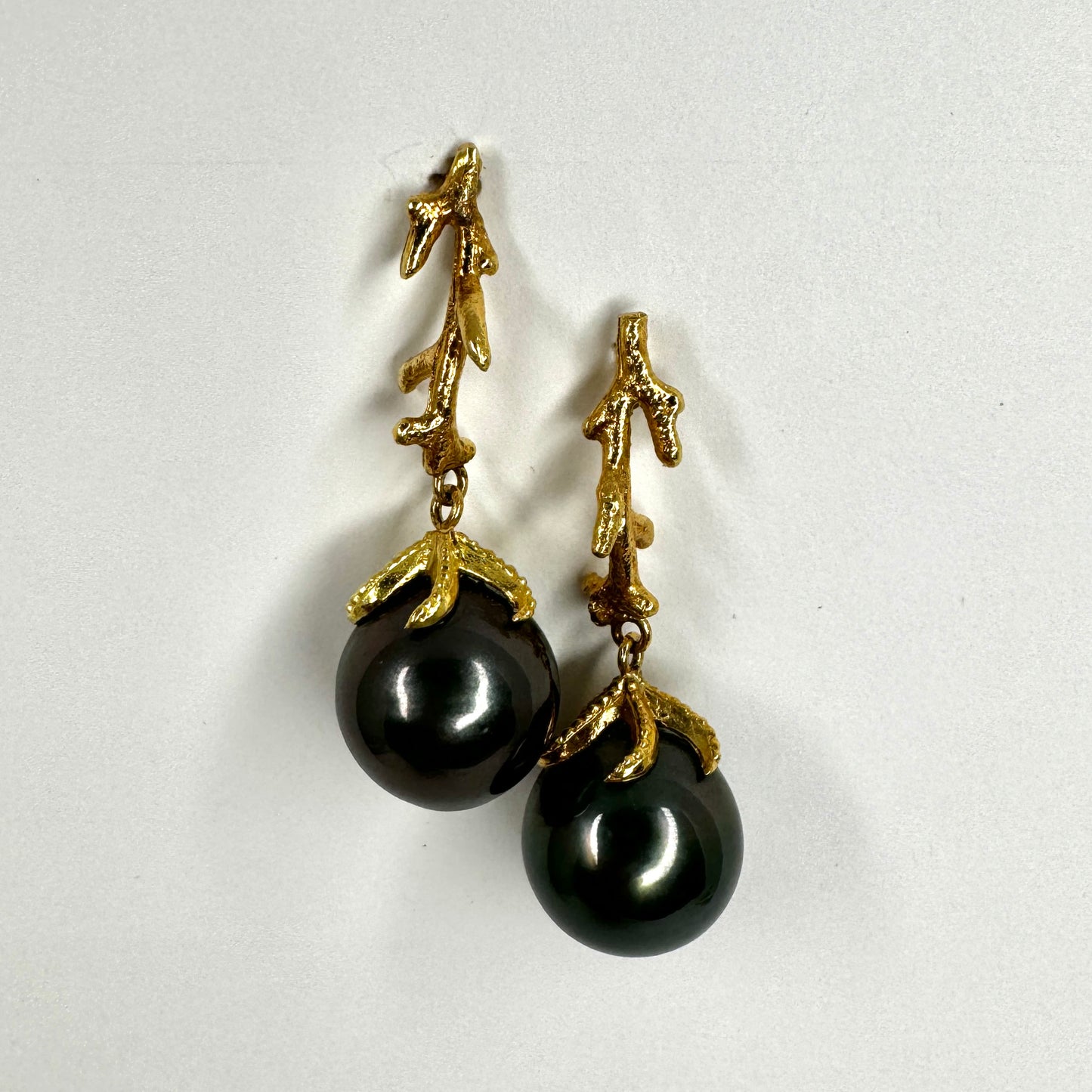 "Starfish & Coral" with Tahitian Pearls Earrings