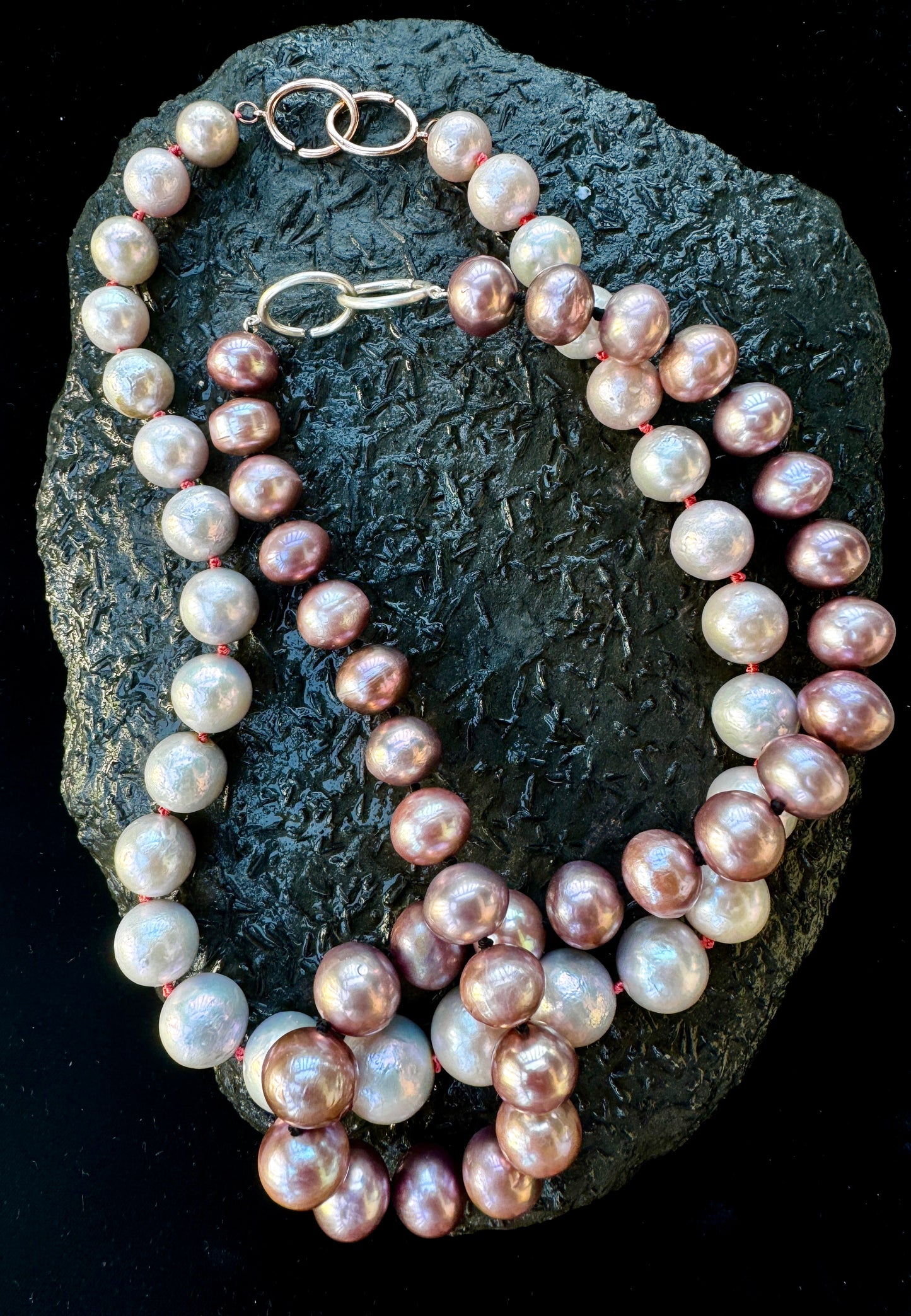 Cultured Freshwater Pearl Necklace in Pink & Black