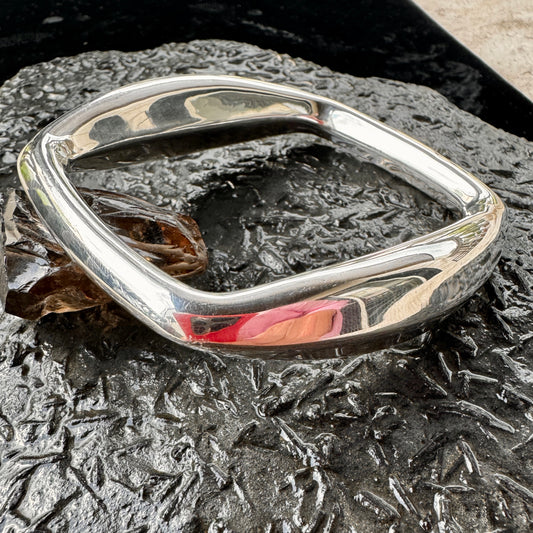 "Softened Geometry" Sterling Silver Bangle Bracelet