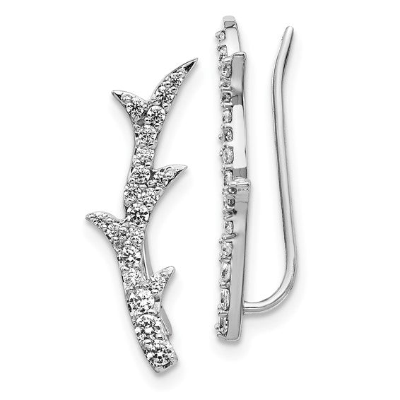 Diamond Branch Ear Climber Earrings
